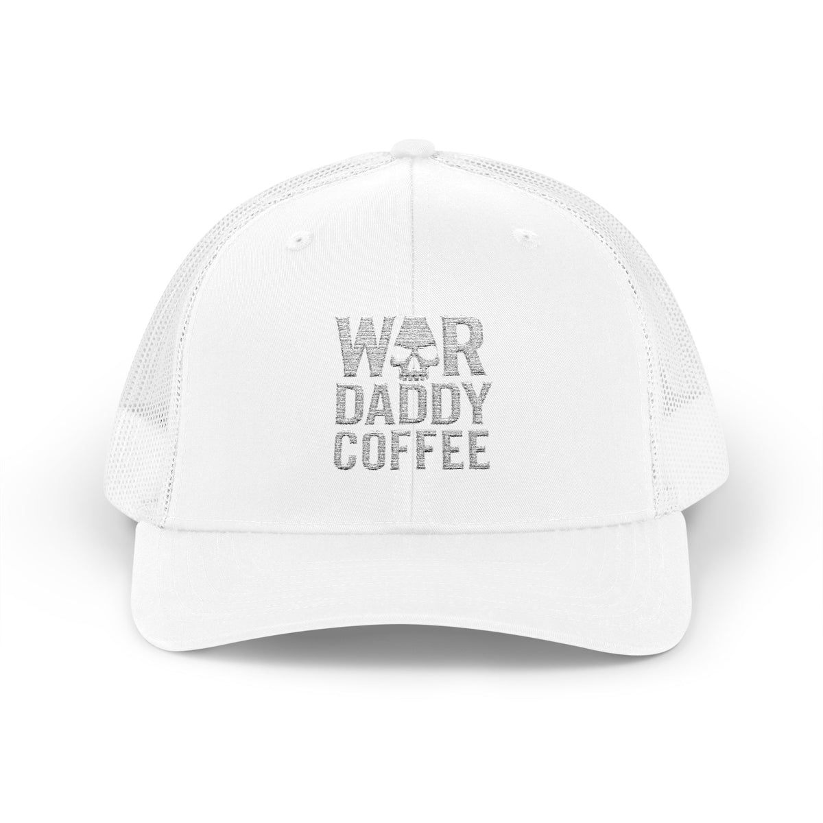 War, Daddy, Coffee Trucker Hat - Vintage Military Skull Snapback Cap