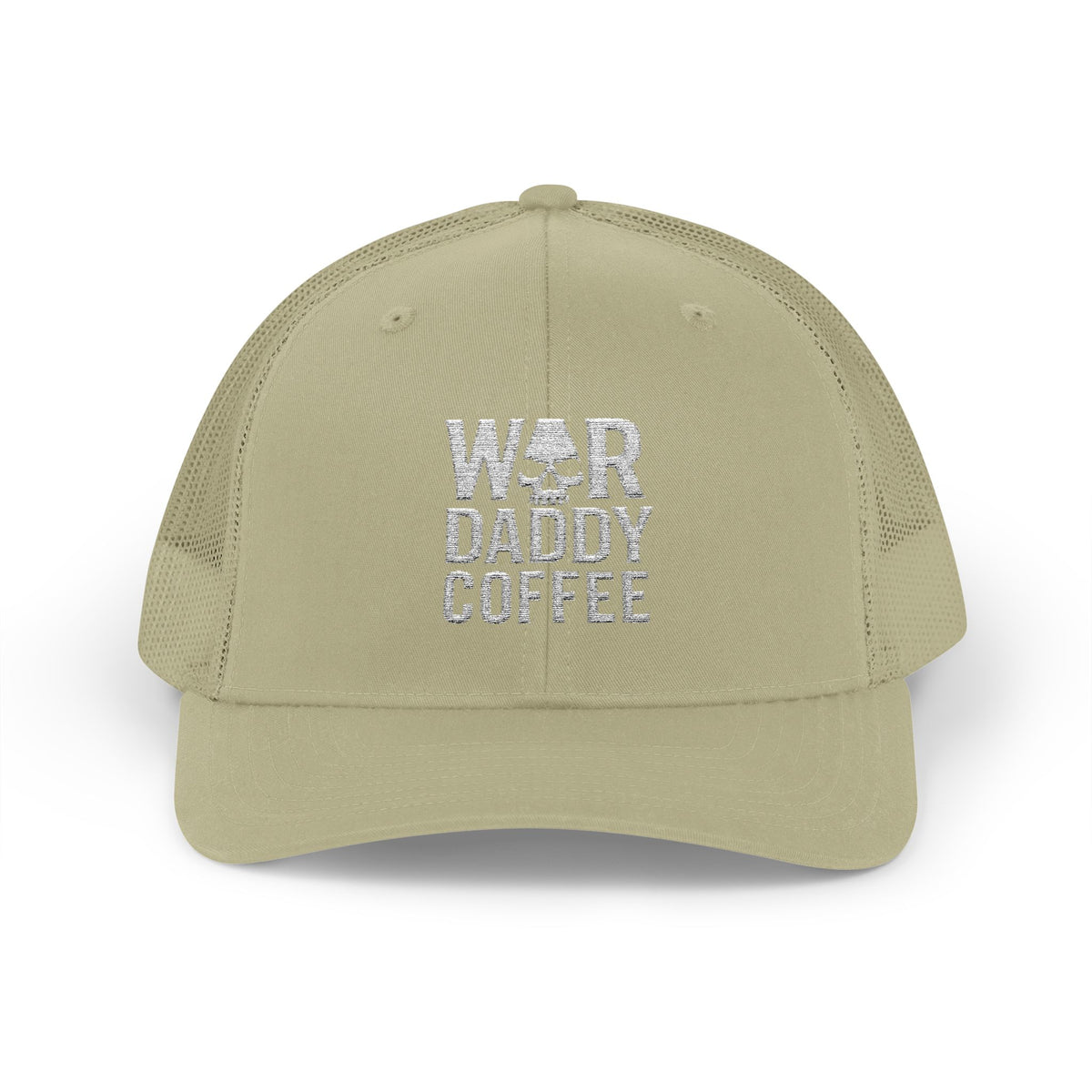 War, Daddy, Coffee Trucker Hat - Vintage Military Skull Snapback Cap