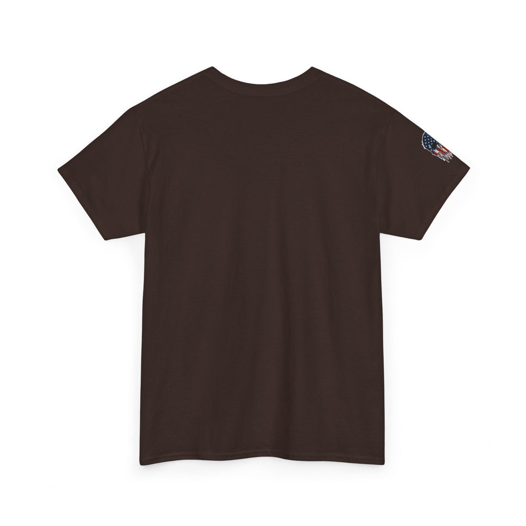 Patriotic Cowboy Skull T-Shirt — "Warrior Coffee" Graphic Tee