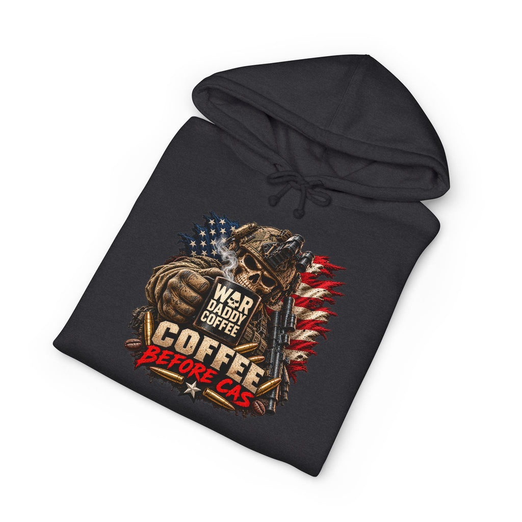 Hoodie - Patriotic 'War Daddy Needs Coffee Before I Can' Graphic Hoodie