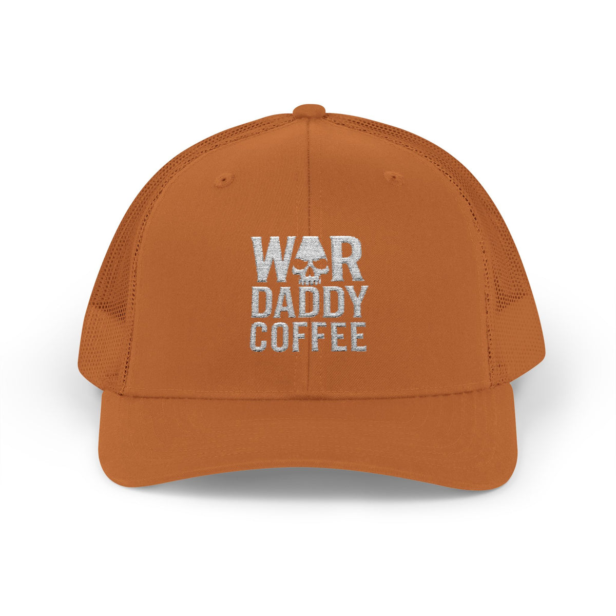 War, Daddy, Coffee Trucker Hat - Vintage Military Skull Snapback Cap