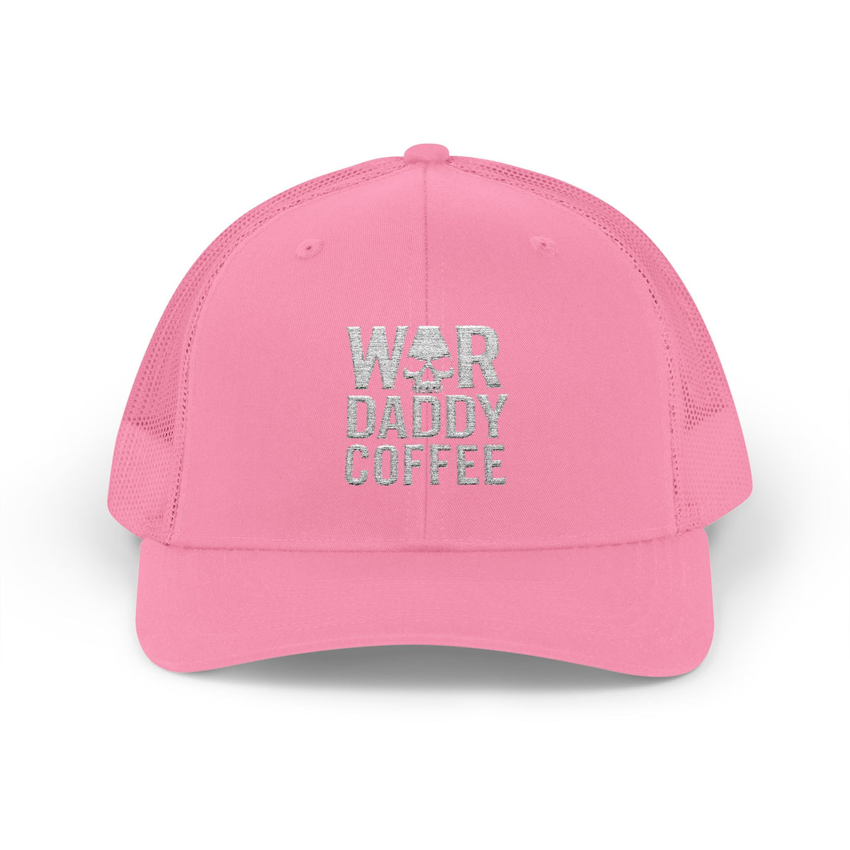 War, Daddy, Coffee Trucker Hat - Vintage Military Skull Snapback Cap