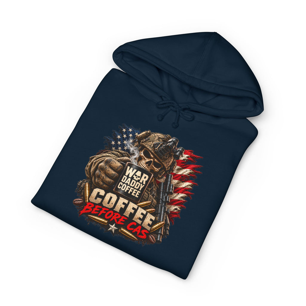Hoodie - Patriotic 'War Daddy Needs Coffee Before I Can' Graphic Hoodie