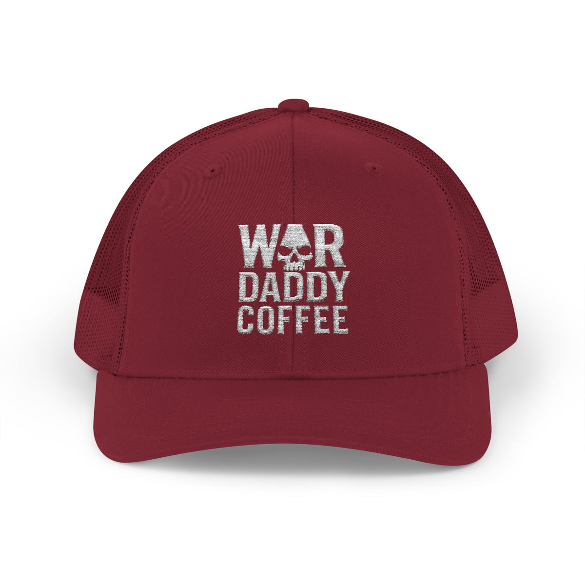 War, Daddy, Coffee Trucker Hat - Vintage Military Skull Snapback Cap