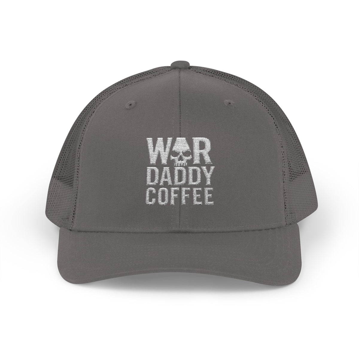 War, Daddy, Coffee Trucker Hat - Vintage Military Skull Snapback Cap