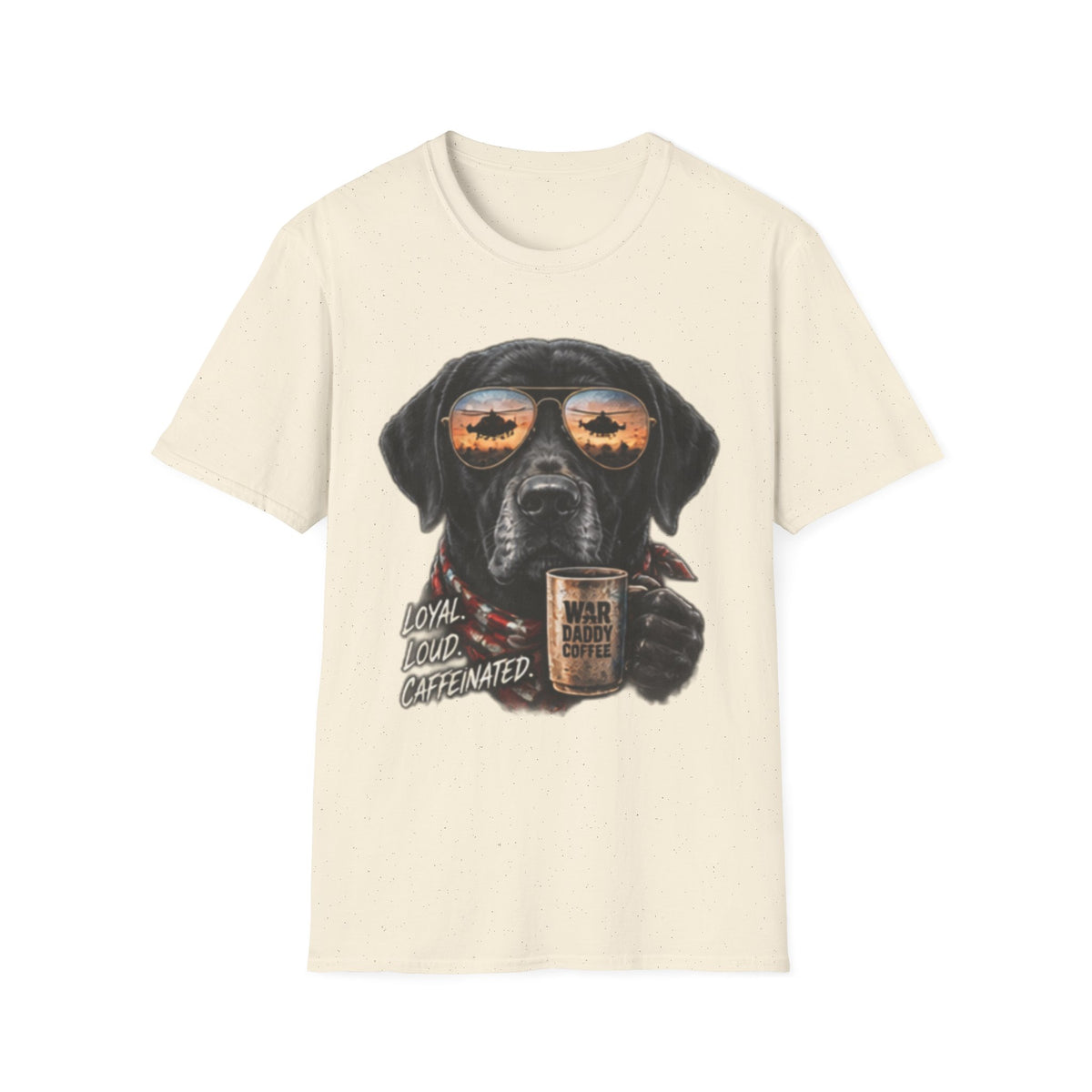 Black Labrador T-Shirt — Coffee & Sunset Sunglasses Dog Tee
