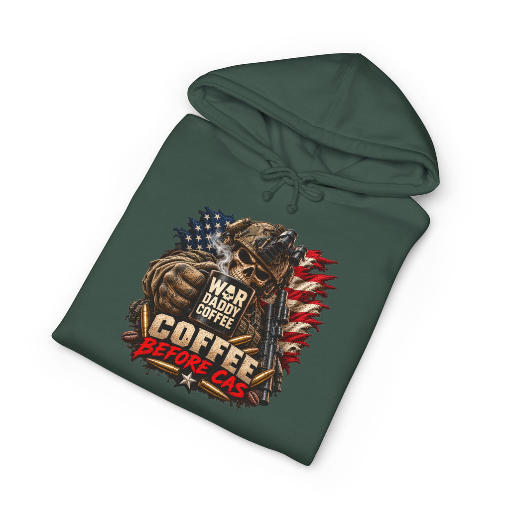 Hoodie - Patriotic 'War Daddy Needs Coffee Before I Can' Graphic Hoodie