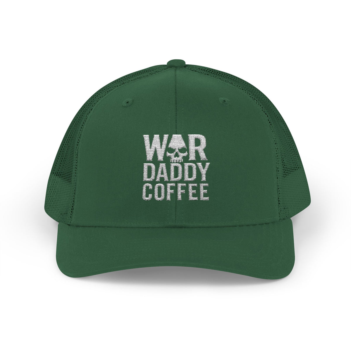 War, Daddy, Coffee Trucker Hat - Vintage Military Skull Snapback Cap