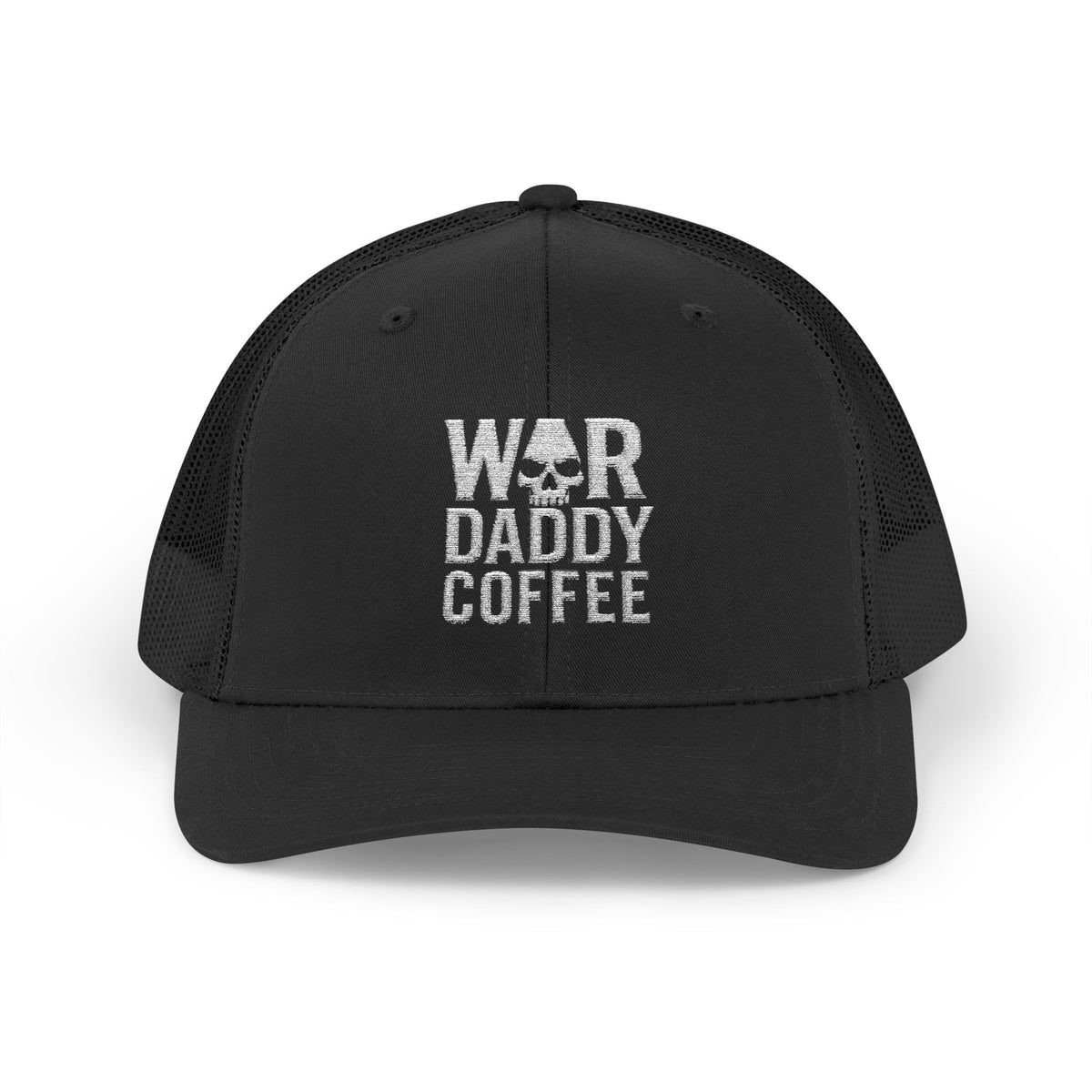 War, Daddy, Coffee Trucker Hat - Vintage Military Skull Snapback Cap