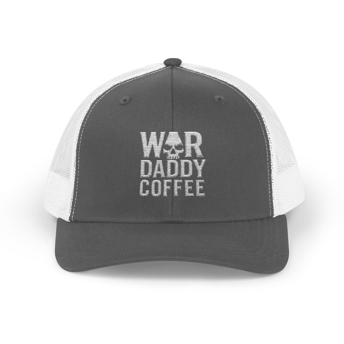 War, Daddy, Coffee Trucker Hat - Vintage Military Skull Snapback Cap