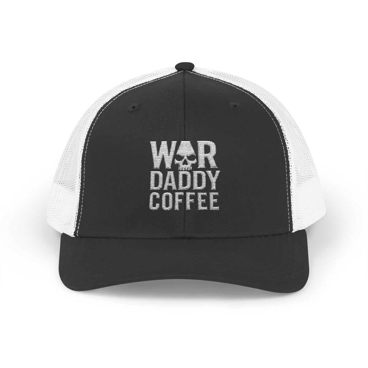 War, Daddy, Coffee Trucker Hat - Vintage Military Skull Snapback Cap