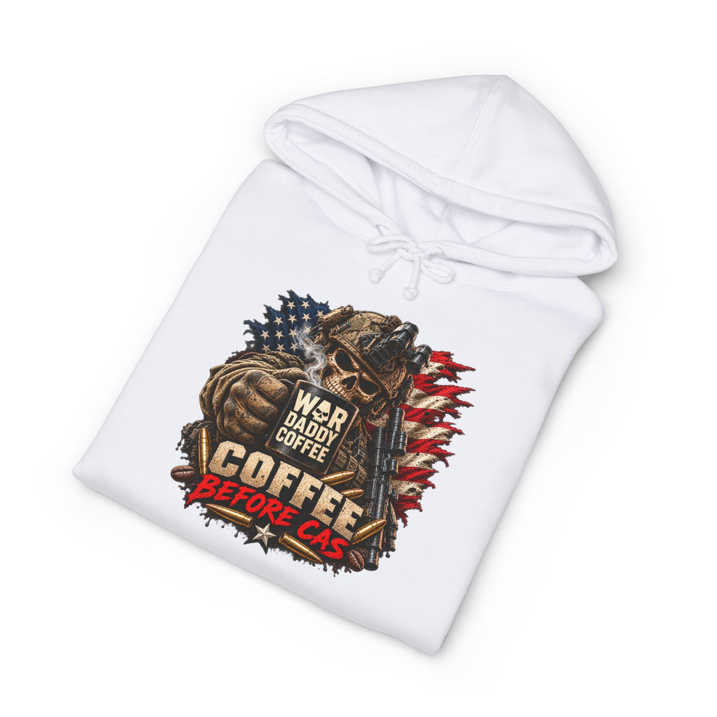 Hoodie - Patriotic 'War Daddy Needs Coffee Before I Can' Graphic Hoodie