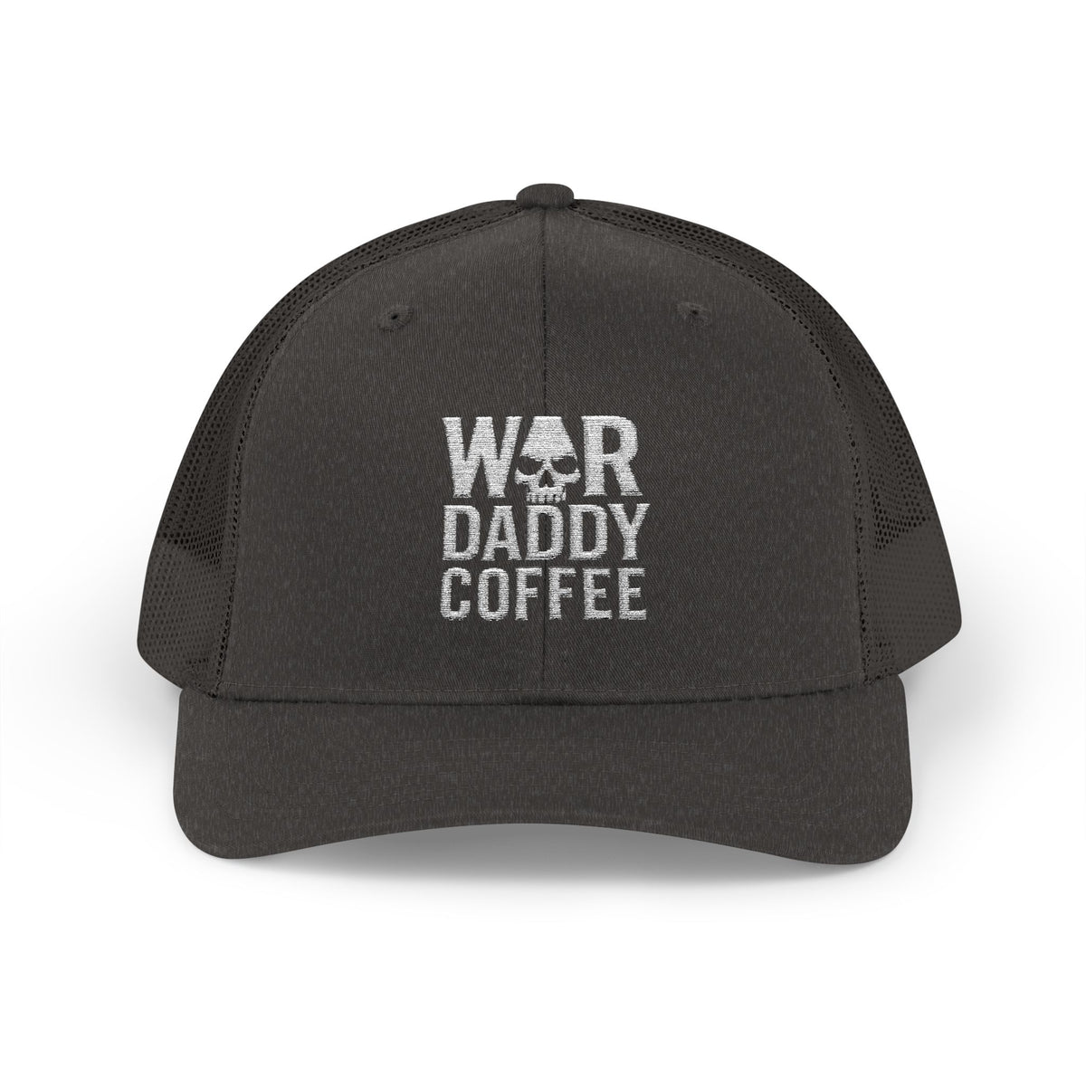 War, Daddy, Coffee Trucker Hat - Vintage Military Skull Snapback Cap