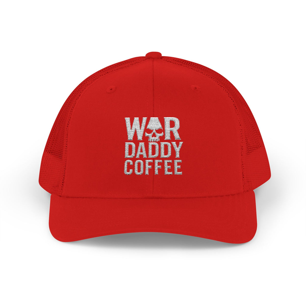 War, Daddy, Coffee Trucker Hat - Vintage Military Skull Snapback Cap